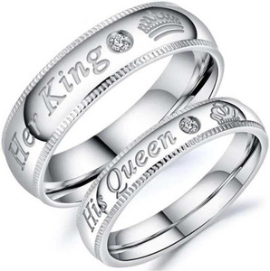 keza His Queen Her King Silver Color Couple lovers Proposing Gift Rings Alloy Ring Set