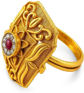 Radhika Creation Gold Plated Adjustable Cocktail Rings Alloy Zircon Ring