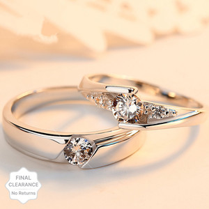 Dmlpbp Valentine Gift Couple for lovers ,Girlfriend,Boyfriend/Husband Wife Alloy Cubic Zirconia Platinum Plated Ring Set