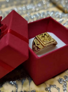 RVEnterprise Beautiful Gold-Plated Party and Wedding Ring For Men Alloy Beads Ring