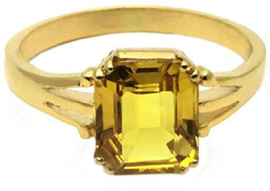RATAN BAZAAR Pukhraj stone ring Precious Yellow sapphire stone unheated & untreated Astrological Purpose for unisex Stone Sapphire Gold Plated Ring
