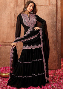 WAZIX Clothing Embroidered Kurta, Sharara & Dupatta Set