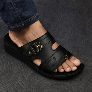 PODDAR PODDAR Black Premium Mens PU Sandal Stylish Lightweight Comfortable Slippers Men Sandals