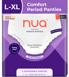 Nua Comfort Disposable Period Panties L-XL | Ultra-Absorbent | Pack of 5 Sanitary Pad