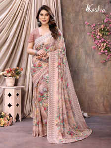 kashvi sarees Ombre, Paisley, Floral Print Daily Wear Georgette, Chiffon Saree