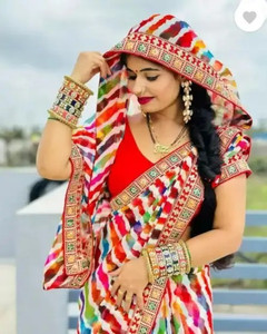 sarvagny clothing Printed Bandhani Georgette Saree