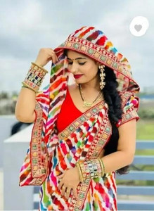 sarvagny clothing Printed Bandhani Georgette Saree