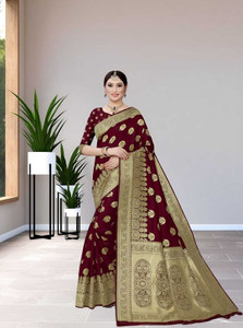 SAMRUDDHI TRENDZ Self Design, Woven Banarasi Jacquard, Art Silk Saree