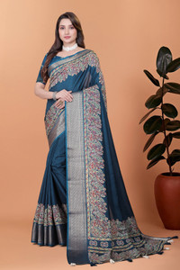 RASIFASHION Printed Banarasi Cotton Blend Saree