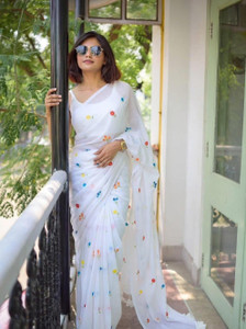 BENGAL SAREE UDYOG Embroidered Handloom Cotton Blend Saree