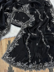 FLAMEKYZER Embroidered Bollywood Jimmy Jimmy Saree