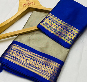 SHAGUN प्रिंटेड बनारसी जैकर्ड, कॉटन सिल्क साड़ी