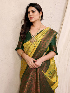 AVANTIKA FASHION Woven Kanjivaram Pure Silk, Art Silk Saree