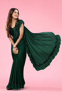 Snija Fashion Embroidered Bollywood Lycra Blend Saree