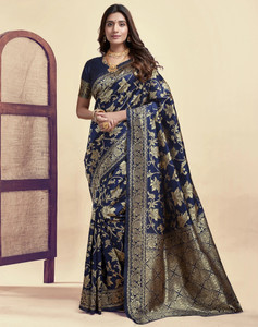 Houri Fab Woven, Embellished Banarasi Pure Silk, Jacquard Saree