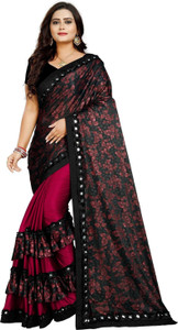 3Buddy Fashion Floral Print Bollywood Lycra Blend Saree