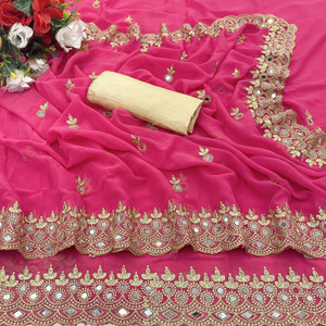 NERTA BOUTIQUE Self Design, Embroidered Bollywood Georgette Saree