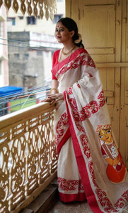 sdn Woven, Printed Tant Handloom Pure Cotton, Cotton Silk Saree