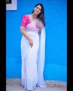 V And V Shop Self Design, Polka Print Daily Wear Georgette, Chiffon Saree