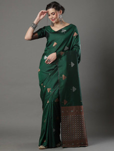 cosfic Embellished, Woven Bollywood Jacquard, Pure Silk Saree