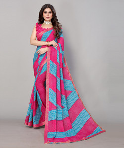 YASHIKA Printed Bollywood Georgette, Lace Saree
