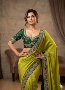 Vraggi Embroidered Bollywood Silk Blend Saree