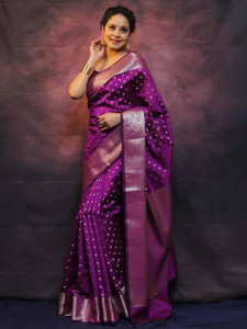 FAB WOVEN Woven Banarasi Art Silk Saree