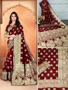 AVANTIKA FASHION Woven Kanjivaram Pure Silk, Art Silk Saree