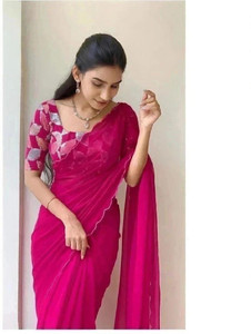 Bollytrend Geometric Print, Embellished Bollywood Georgette Saree