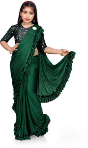 TRESPINO Embellished, Solid/Plain Daily Wear Lycra Blend Saree