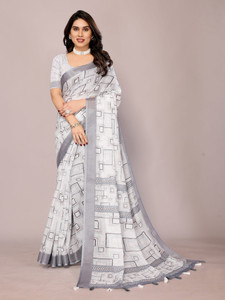 Santro Sarees Digital Print Daily Wear Cotton Linen Saree