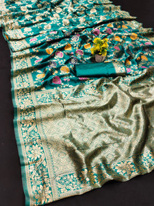 Kanooda Prints Woven Banarasi Silk Blend Saree