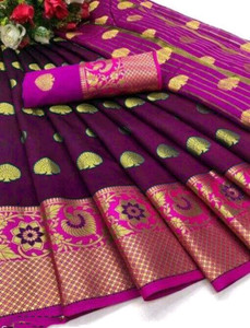 Pionex Woven Banarasi Cotton Silk Saree