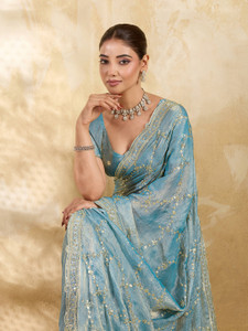 NIRMOHIFASHION Embellished Bollywood Jimmy Jimmy Saree