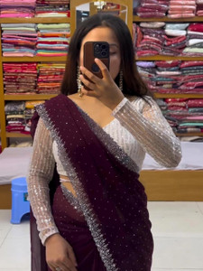 MN VENTURE Embellished Bollywood Georgette Saree