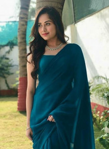 SARETRA MALL Solid/Plain Daily Wear Georgette Saree