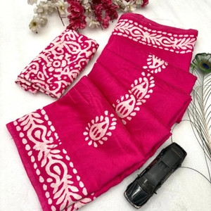 kiaan fashion Printed, Floral Print Hand Batik Pure Cotton Saree