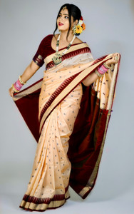 Sijileen Temple Border, Woven Sambalpuri Silk Blend Saree