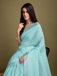 RekhaManiyar Self Design Bollywood Linen Saree