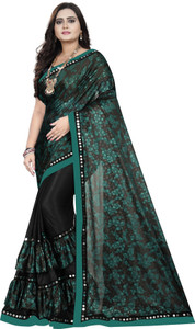 3Buddy Fashion Floral Print Bollywood Lycra Blend Saree