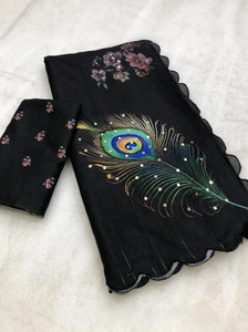 SILKORA Digital Print Bollywood Tussar Silk Saree