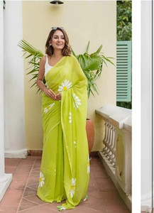 Manmit Enterprise Floral Print Daily Wear Cotton Linen Saree