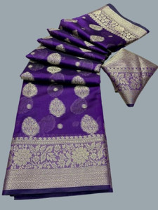 G Mour Woven Banarasi Dupion Silk Saree