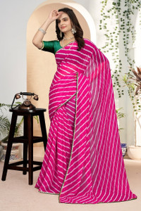 Qyra Printed Leheria Georgette Saree