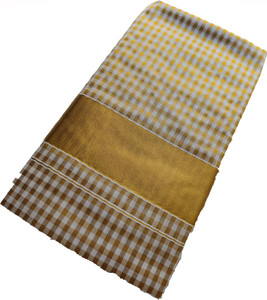 Gugaliya Checkered Kasavu Cotton Blend, Art Silk Saree