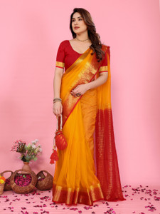 Bandhanivilla Solid/Plain Bollywood Organza Saree