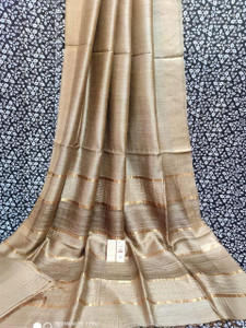 govind handloom Solid/Plain Bollywood Jute Silk Saree
