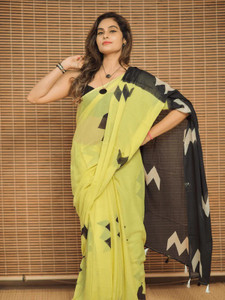 Aquiliq Printed Handloom Pure Cotton Saree