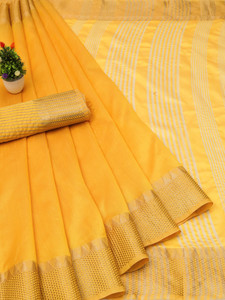 GOGAJI COLLECTION Temple Border, Woven Kanjivaram Cotton Silk, Chanderi Saree