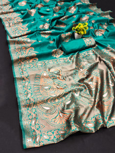 Kanooda Prints Woven Banarasi Silk Blend Saree